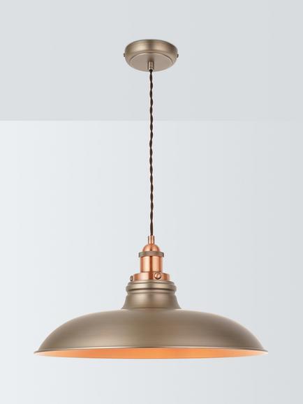 John Lewis Baldwin Wide Pendant Ceiling Light, Aged Pewter, Pewter
