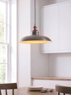 John Lewis Baldwin Wide Pendant Ceiling Light, Aged Pewter - view 2, Pewter
