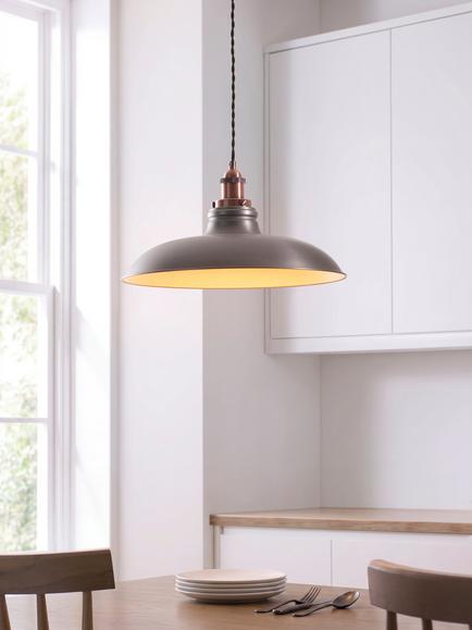 John Lewis Baldwin Wide Pendant Ceiling Light, Aged Pewter - view 2, Pewter