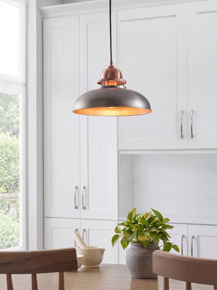 John Lewis Baldwin Easy Fit Pendant Ceiling Shade, Pewter - view 2, Pewter