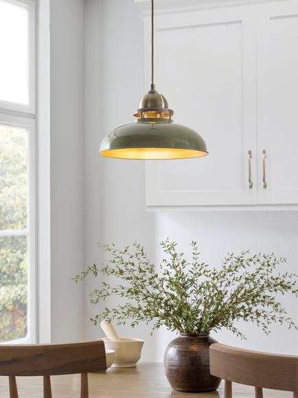 John Lewis Baldwin Easy Fit Pendant Ceiling Shade, Gloss Avocado - view 2, Gloss Avocado