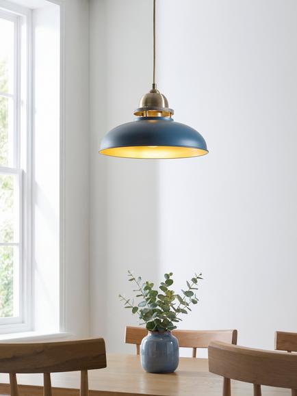 John Lewis Baldwin Easy Fit Pendant Ceiling Shade, Loch Blue - view 2, Loch Blue