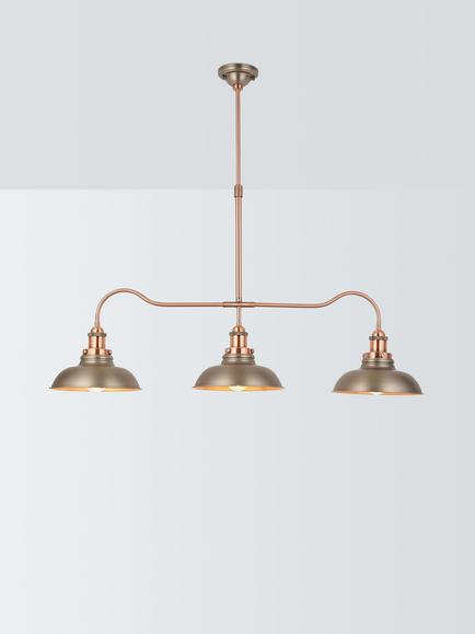 John Lewis Baldwin 3 Pendant Over Diner Bar Ceiling Light, Pewter, Pewter