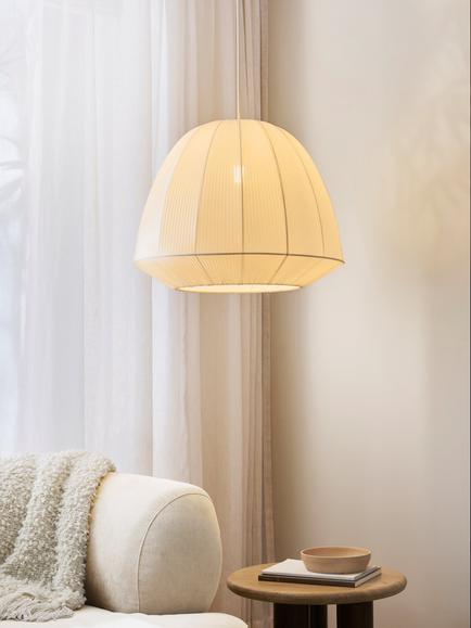 John Lewis Blake Pleat Easy Fit Pendant Ceiling Shade, 55cm, Marshmallow - view 2, Marshmallow
