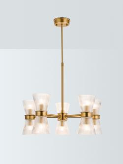 John Lewis Cuthbert Ribbed Glass 5 Arm Ceiling Light, Antique Brass, Ribbed Glass