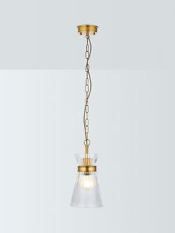 John Lewis Cuthbert Ribbed Glass Pendant Ceiling Light, Antique Brass, Ribbed Glass