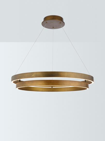 John Lewis Koda 2 Tier Pendant Ceiling Light, Tarnished Brass, Tarnished Brass