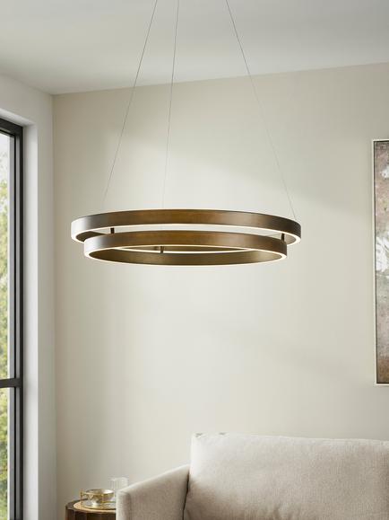 John Lewis Koda 2 Tier Pendant Ceiling Light, Tarnished Brass - view 2, Tarnished Brass