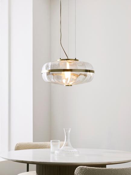 John Lewis Parafina Pendant Ceiling Light, Polished Brass Effect - view 2, Polished Brass Effect