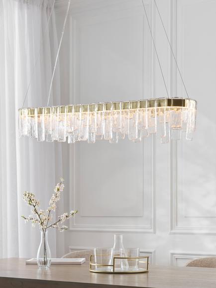 John Lewis Phoenix Glass Over Diner Pendant Ceiling Light, Matt Gold Effect - view 2, Matt Gold Effect