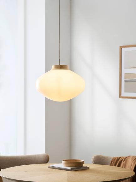 John Lewis Temple Pendant Ceiling Light, Oak Wood Effect - view 2, Oak Wood Effect