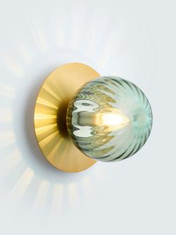 John Lewis Austen Ribbed Glass Globe Wall Light, Rosemary Green, Green