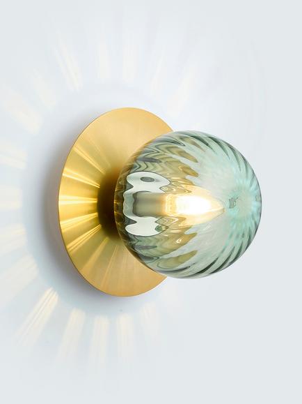 John Lewis Austen Ribbed Glass Globe Wall Light, Rosemary Green, Green