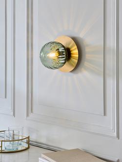 John Lewis Austen Ribbed Glass Globe Wall Light, Rosemary Green - view 2, Green