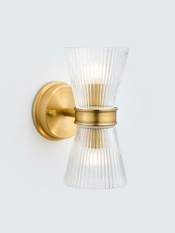 John Lewis Cuthbert Ribbed Glass Wall Light, Antique Brass, Ribbed Glass
