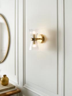 John Lewis Cuthbert Ribbed Glass Wall Light, Antique Brass - view 2, Ribbed Glass