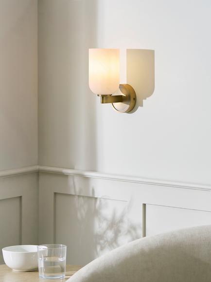 John Lewis Samir Wall Light, Warm Matt Antique Brass - view 2, Warm Matt Antique Brass