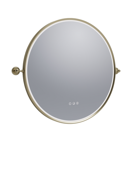 John Lewis Haworth Touch Control Illuminated Circular Bathroom Mirror, Brass