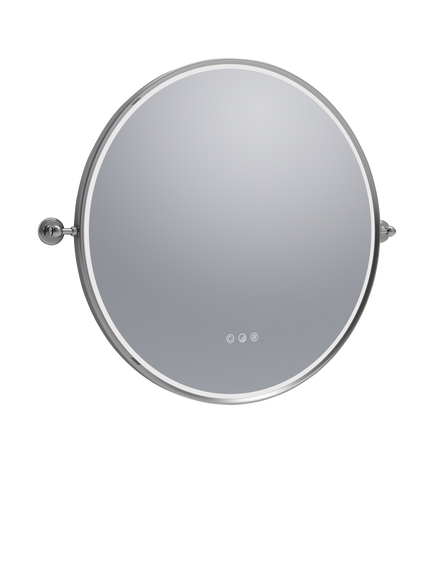 John Lewis Haworth Touch Control Illuminated Circular Bathroom Mirror - view 2, Chrome