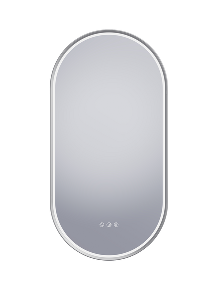 John Lewis Haworth Touch Control Illuminated Pill Shape Bathroom Mirror, Chrome