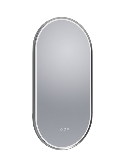 John Lewis Haworth Touch Control Illuminated Pill Shape Bathroom Mirror - view 2, Chrome
