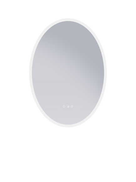 John Lewis Rova Touch Control Illuminated Oval Bathroom Mirror, Silver, Mirror