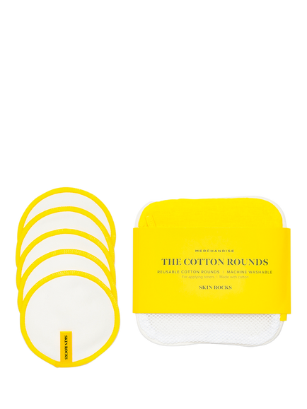Skin Rocks The Cotton Rounds Reusable Facial Pads, x 5, White, Yellow Trim