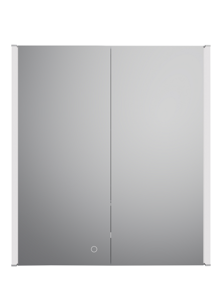 John Lewis Suva 2 Door Mirrored, Illuminated Bathroom Cabinet with Demister, Silver, Silver