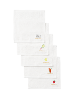 Christy Wimbledon Championships Themed Face Cloths, White, Pack of 5, White