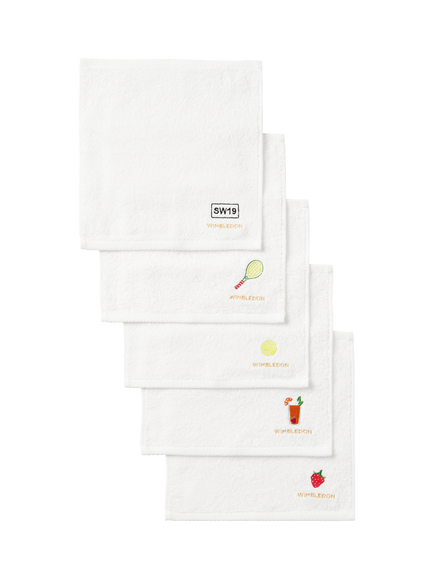 Christy Wimbledon Championships Themed Face Cloths, White, Pack of 5, White