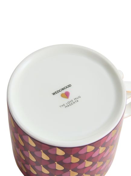 Wedgwood The Love Bone China Desk Mug, 330ml, Magenta - view 2, Red