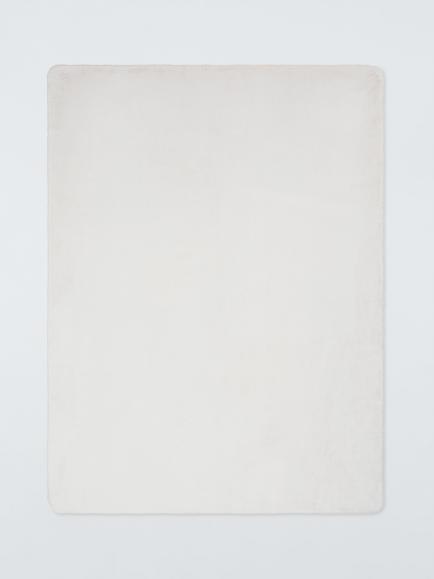 John Lewis Blanket Stitch Fleece Throw, Almond, Light Grey