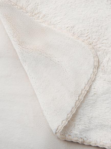 John Lewis Blanket Stitch Fleece Throw, Almond - view 2, Light Grey