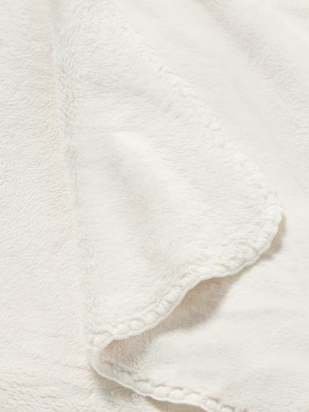 John Lewis Blanket Stitch Fleece Throw - view 2, Marshmallow