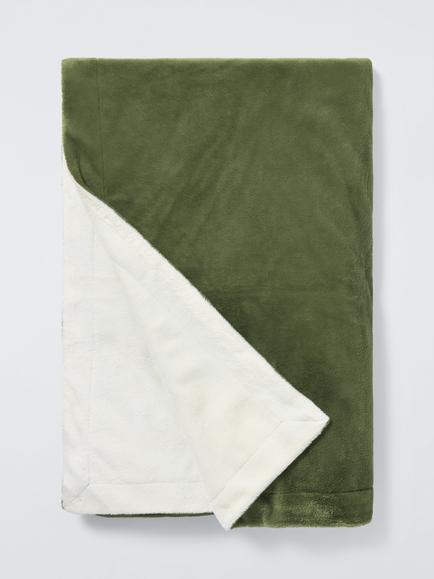 John Lewis Super Soft Reversible Throw, Avocado