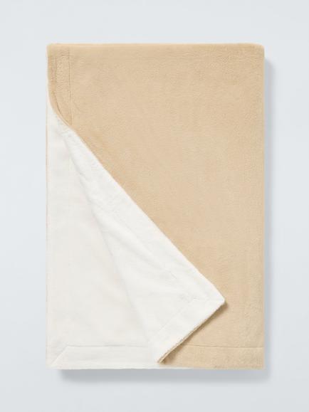 John Lewis Super Soft Reversible Throw, Warm Sand