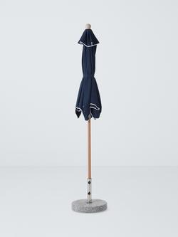 John Lewis Scallop Wood-Effect Wind-Up Parasol, 2m, Bon Bon Pink - view 2, Navy Blue