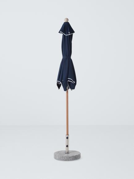 John Lewis Scallop Wood-Effect Wind-Up Parasol, 2m, Bon Bon Pink - view 2, Navy Blue