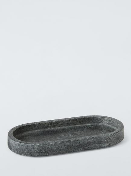 John Lewis Oval Marble Bathroom Accessories Tray, Midnight Black