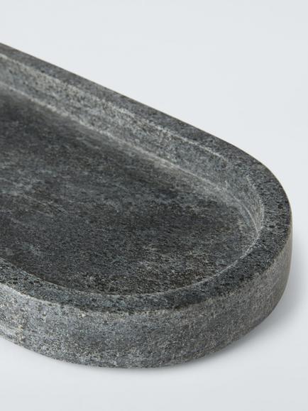 John Lewis Oval Marble Bathroom Accessories Tray - view 2, Midnight Black