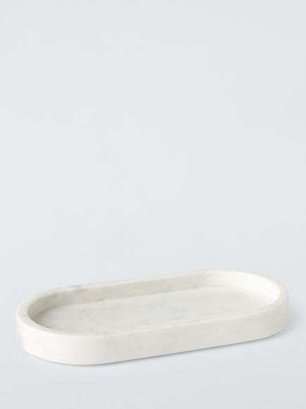 John Lewis Oval Marble Bathroom Accessories Tray, White
