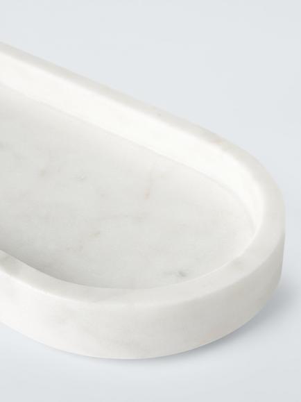 John Lewis Oval Marble Bathroom Accessories Tray - view 2, White