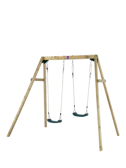Plum Wooden Double Swing Set - view 2, Multi