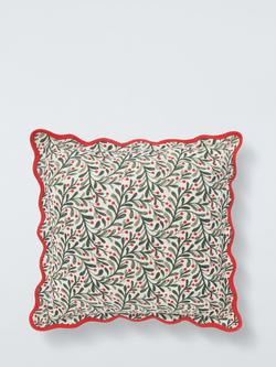 John Lewis Berry Leaf Trail Cushion, Red/Multi, Red Multi