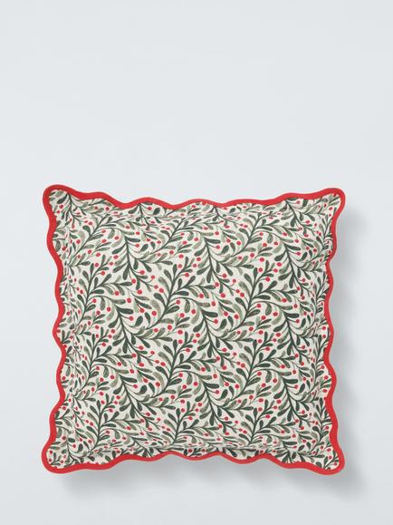 John Lewis Berry Leaf Trail Cushion, Red/Multi, Red Multi
