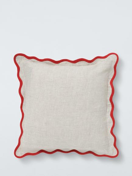 John Lewis Berry Leaf Trail Cushion, Red/Multi - view 2, Red Multi