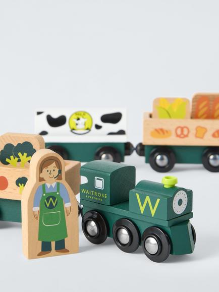 John Lewis Wooden Waitrose Grocery Train - view 2, Multi