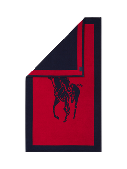 Ralph Lauren Polo Pony Jacquard Beach Towel - view 2, Navy Red