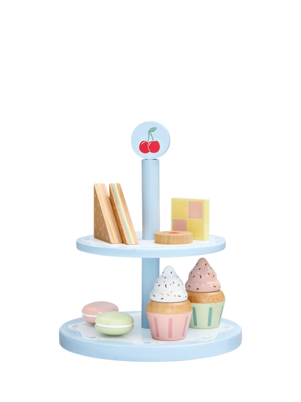 John Lewis Wooden Cake Stand Pretend Bakery Play Food Set, Multi