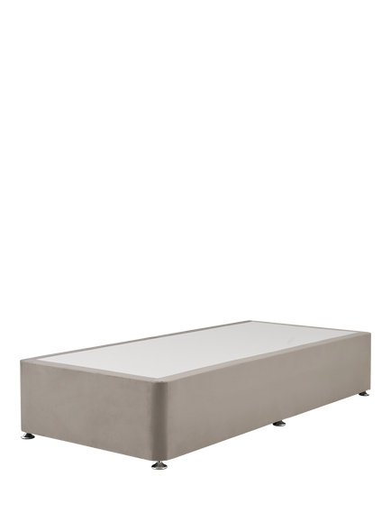 Silentnight Non-Sprung Upholstered Divan Base, Single, Smooth Velvet Silver